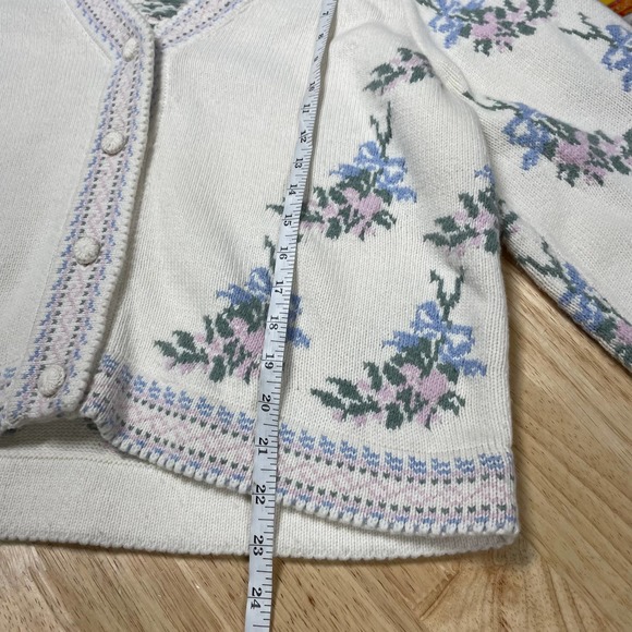 LOVESHACKFANCY Boscom Cardigan Floral Jacquard Knit Sweater Size XL 0071 - Picture 10 of 13
